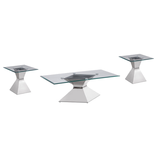 Mulberry 3-piece Rectangular Coffee and End Table Set Chrome