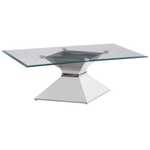 Zander Glass Top Stainless Steel Coffee Table ChromePolished Stainless Steel