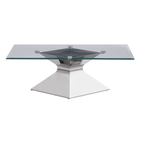 Zander Glass Top Stainless Steel Coffee Table ChromePolished Stainless Steel
