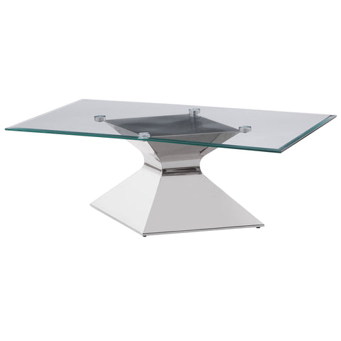 Zander Glass Top Stainless Steel Coffee Table ChromePolished Stainless Steel