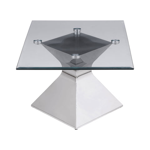 Zander Glass Top Stainless Steel Coffee Table ChromePolished Stainless Steel