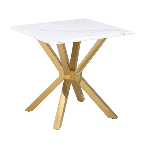 Samira Faux Marble Top Stainless Steel End Table GoldWhite Marble / Gold