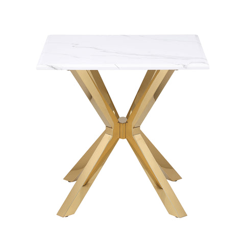 Samira Faux Marble Top Stainless Steel End Table GoldWhite Marble / Gold