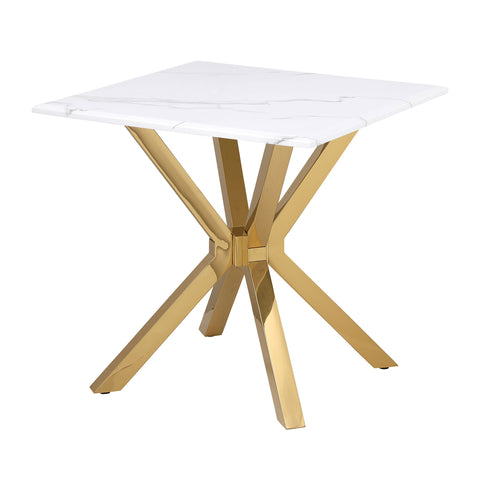 Samira Faux Marble Top Stainless Steel End Table GoldWhite Marble / Gold
