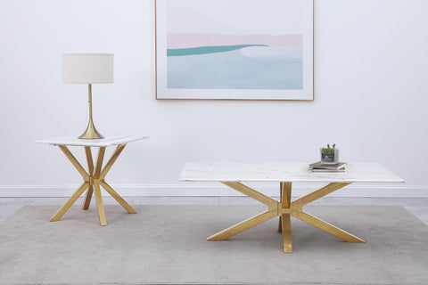 Garza 2-piece Faux Marble Coffee and End Table Set White