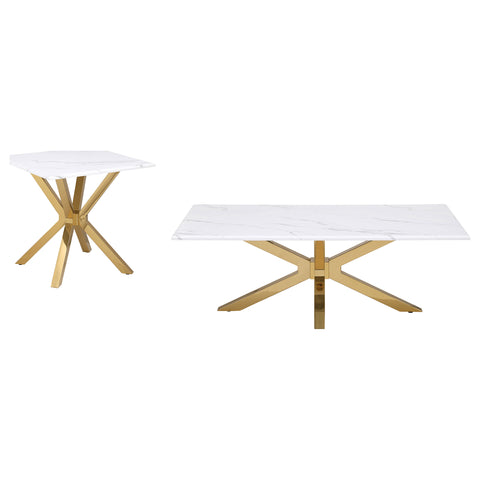 Garza 2-piece Faux Marble Coffee and End Table Set White