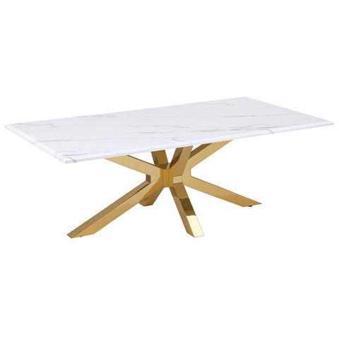 Samira Faux Marble Top Stainless Steel Coffee Table GoldWhite Marble / Gold