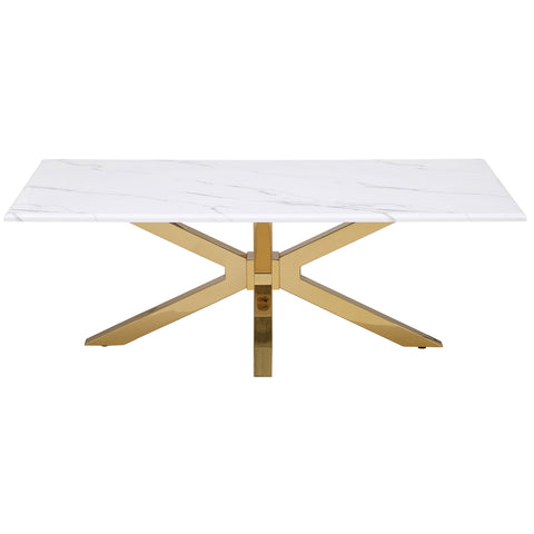 Samira Faux Marble Top Stainless Steel Coffee Table GoldWhite Marble / Gold