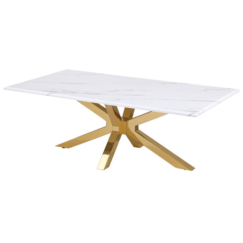 Samira Faux Marble Top Stainless Steel Coffee Table GoldWhite Marble / Gold