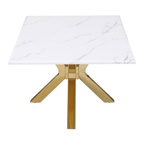 Samira Faux Marble Top Stainless Steel Coffee Table GoldWhite Marble / Gold