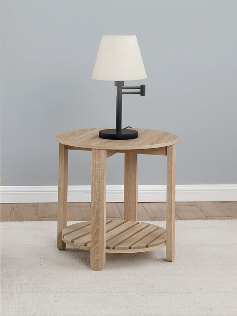 Cadee 1-shelf Round Engineered Wood Side End Table NaturalNatural