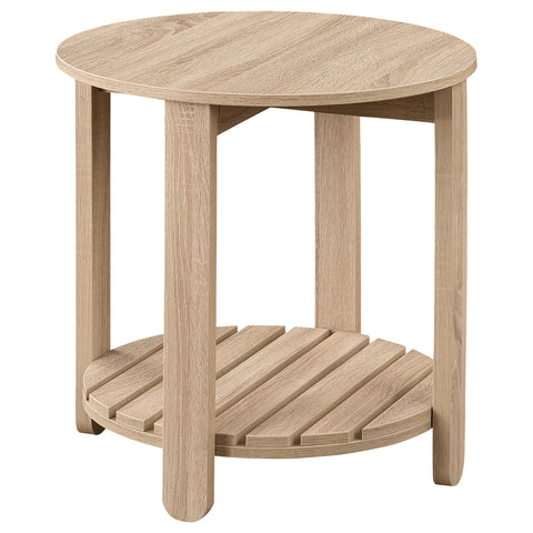 Cadee 1-shelf Round Engineered Wood Side End Table NaturalNatural
