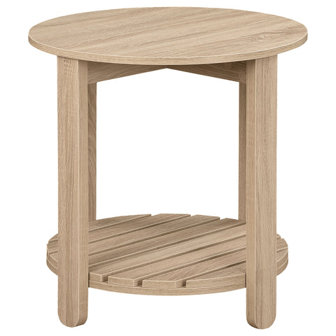 Cadee 1-shelf Round Engineered Wood Side End Table NaturalNatural