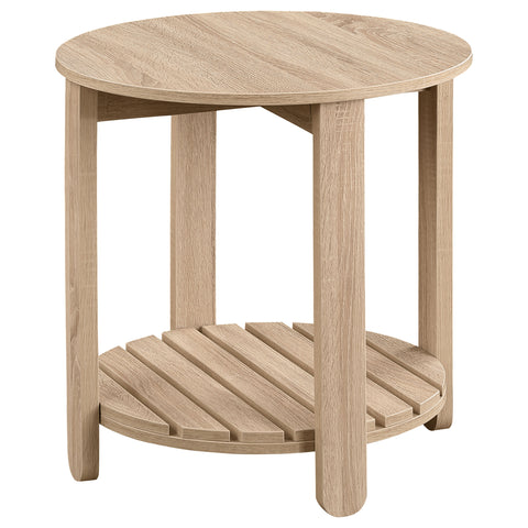 Cadee 1-shelf Round Engineered Wood Side End Table NaturalNatural
