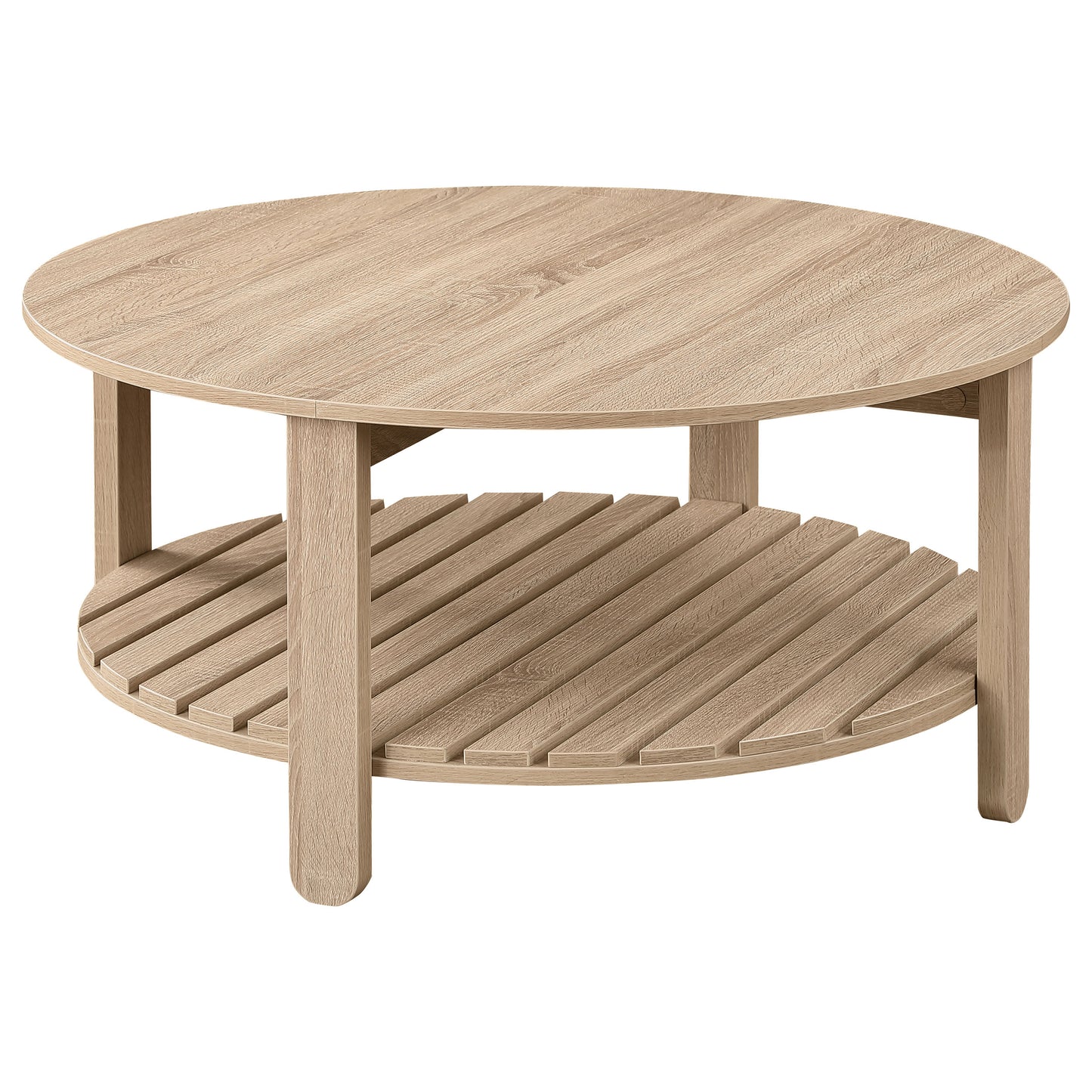 cadee 1-shelf round engineered wood coffee table naturalnatural