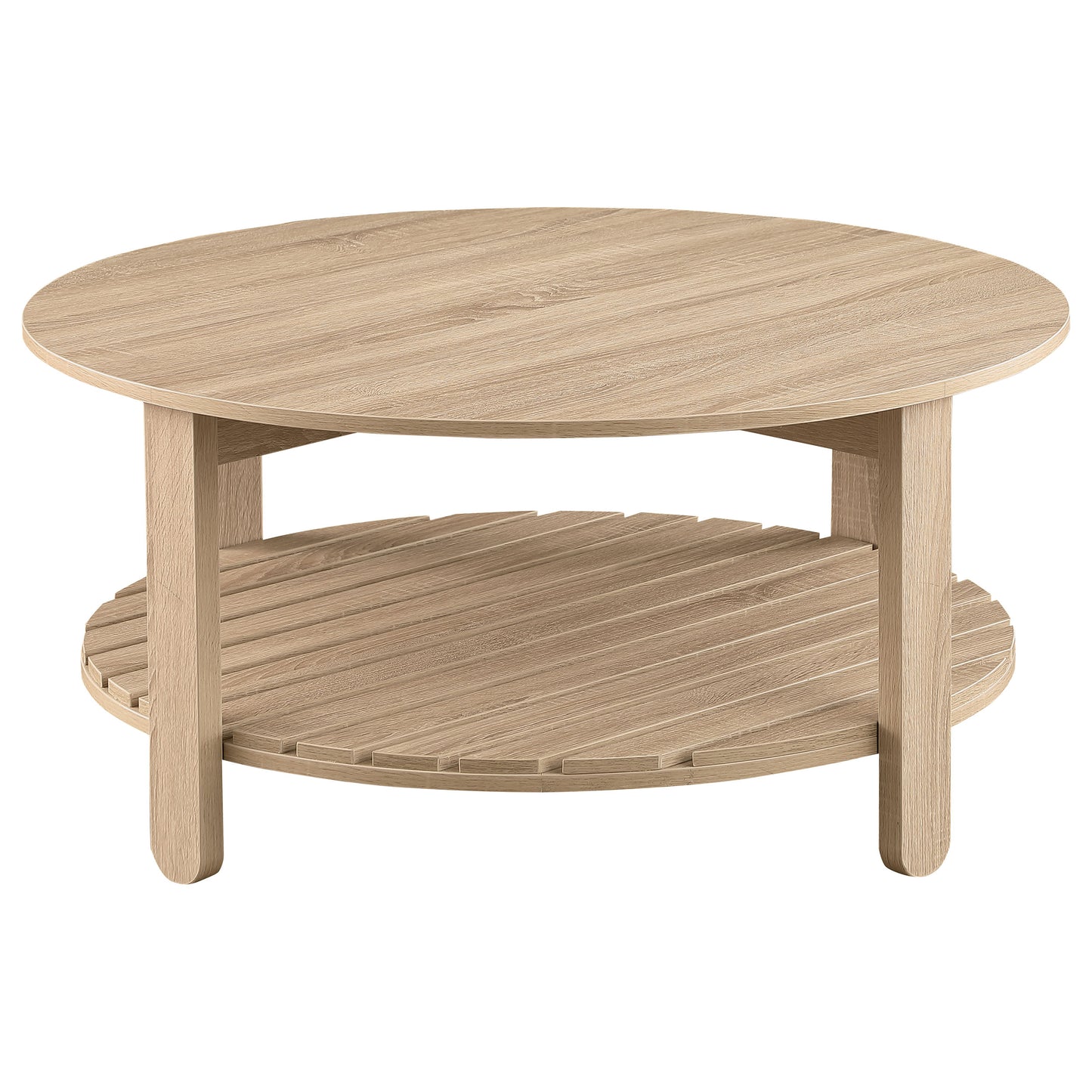 cadee 1-shelf round engineered wood coffee table naturalnatural