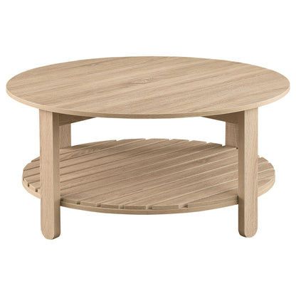 Cadee 1-shelf Round Engineered Wood Coffee Table NaturalNatural