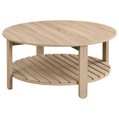 Cadee 1-shelf Round Engineered Wood Coffee Table NaturalNatural