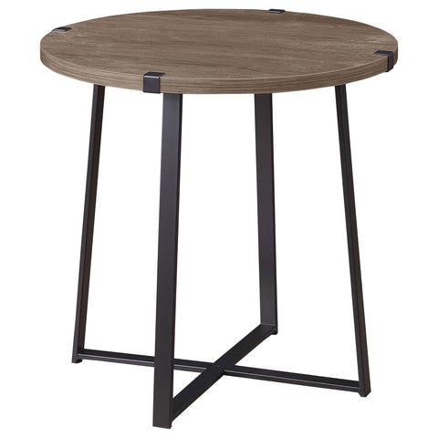 Devar Round Engineered Wood Side End Table GreyLight Brown