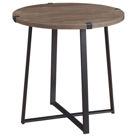 Devar Round Engineered Wood Side End Table GreyLight Brown