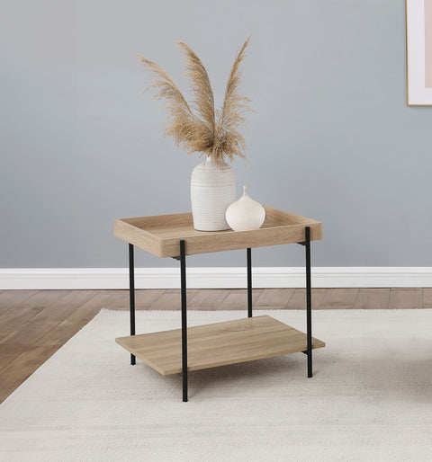 Pilar Square Engineered Wood End Table Light BrownNatural