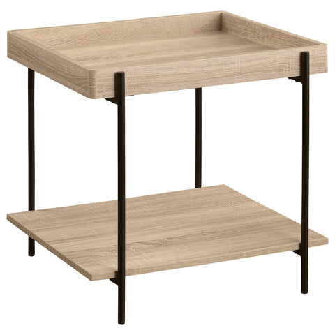 Pilar Square Engineered Wood End Table Light BrownNatural