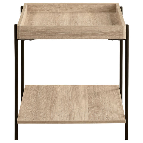 Pilar Square Engineered Wood End Table Light BrownNatural