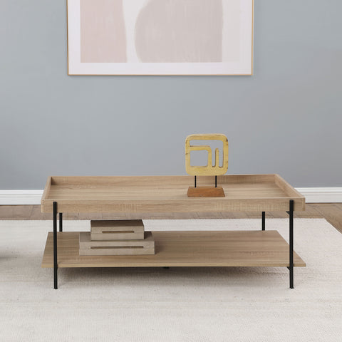 Pilar Rectangular Engineered Wood Coffee Table Light BrownNatural