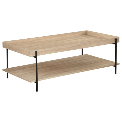 Pilar Rectangular Engineered Wood Coffee Table Light BrownNatural