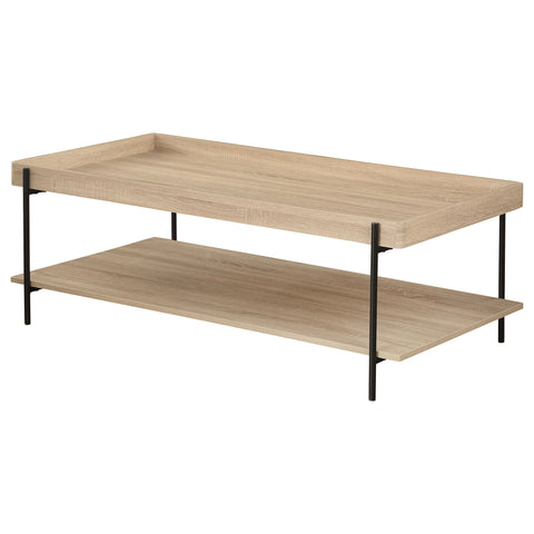 Pilar Rectangular Engineered Wood Coffee Table Light BrownNatural