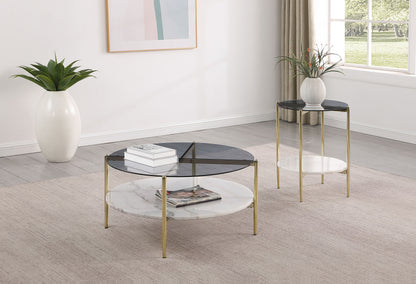 Barlow 2-piece Round Coffee and End Table Set Gold
