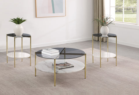 Barlow 3-piece Round Coffee and End Table Set Gold