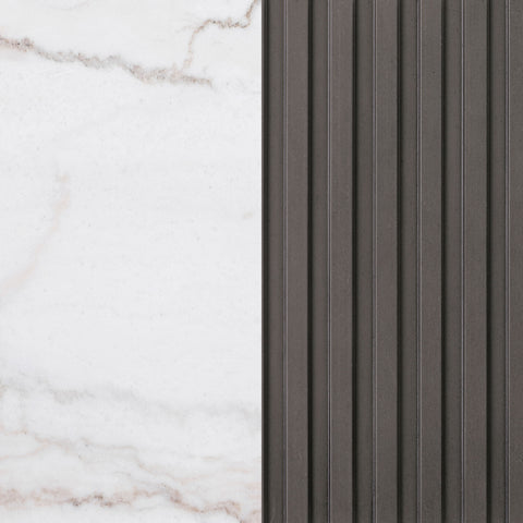 Taffeta Round Marble Top Side End Table White and CharcoalWhite Marble