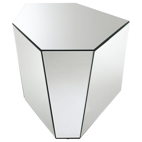 Yaritza Mirrored Abstract Geometric End Table SilverMirror