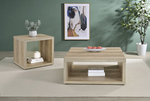Lille Square Engineered Wood Side End Table Distressed PineDistressed Pine
