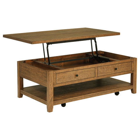 Scarlett 48-inch Mobile Lift Top Coffee Table Distressed Brown