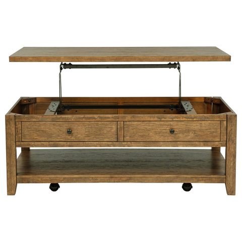 Scarlett 48-inch Mobile Lift Top Coffee Table Distressed Brown