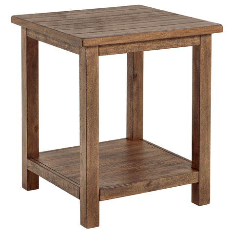 Birdie Wood End Table with Shelf Distressed BrownDistressed Brown