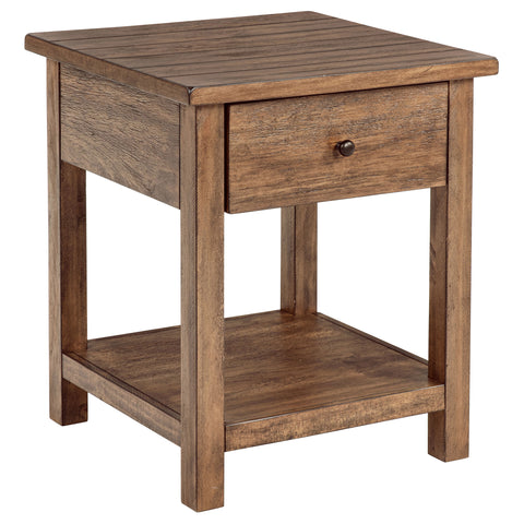 Birdie 1-drawer Wood End Table with Shelf Distressed BrownDistressed Brown