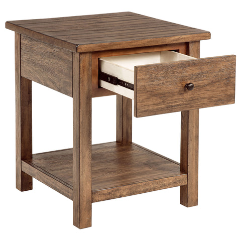 Birdie 1-drawer Wood End Table with Shelf Distressed BrownDistressed Brown