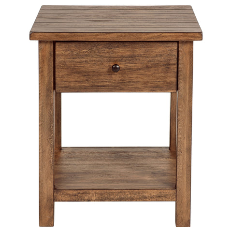 Birdie 1-drawer Wood End Table with Shelf Distressed BrownDistressed Brown