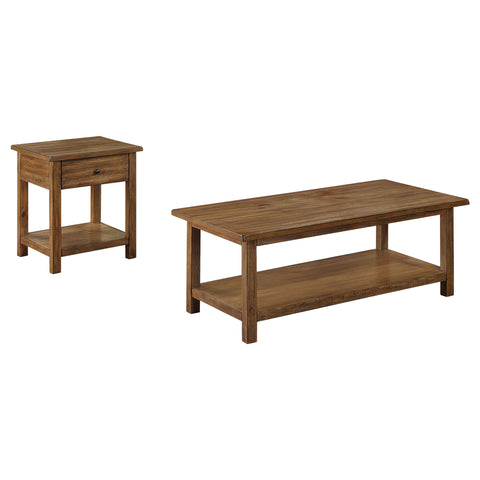 Alcott 2-piece Coffee and 1-drawer End Table Set Brown