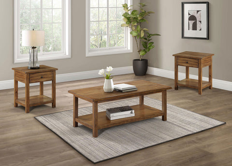 Alcott 3-piece Coffee and 1-drawer End Table Set Brown