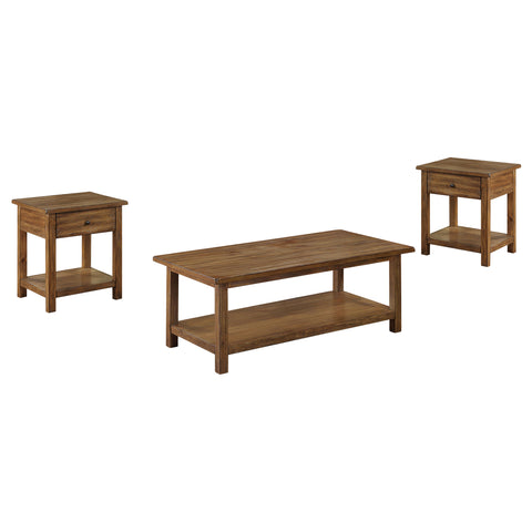 Alcott 3-piece Coffee and 1-drawer End Table Set Brown
