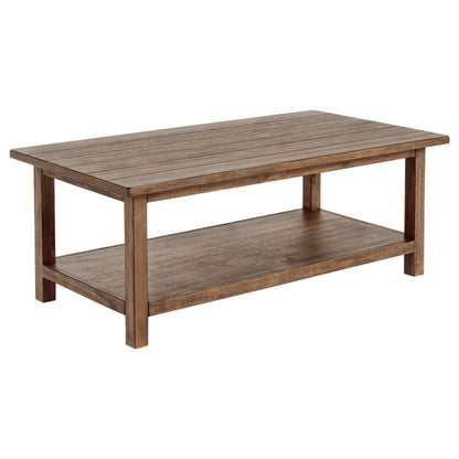 Birdie Wood Coffee Table with Shelf Distressed BrownDistressed Brown