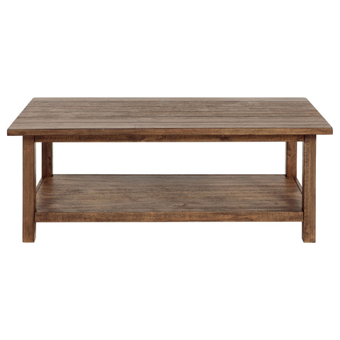 Birdie Wood Coffee Table with Shelf Distressed BrownDistressed Brown