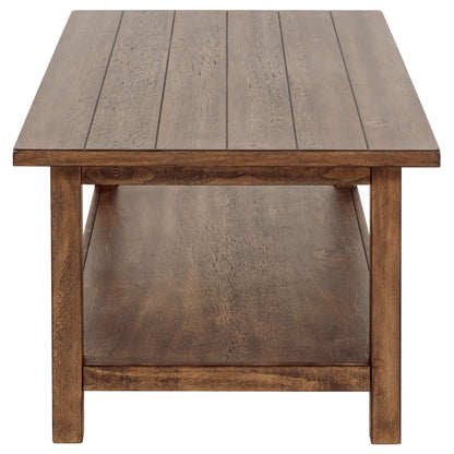 Birdie Wood Coffee Table with Shelf Distressed BrownDistressed Brown