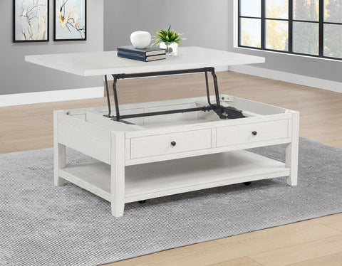 Scarlett 48-inch Mobile Lift Top Coffee Table Distressed White