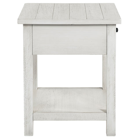 Birdie 1-drawer Wood End Table with Shelf WhiteDistressed White
