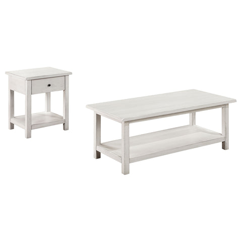 Alcott 2-piece Coffee and 1-drawer End Table Set White